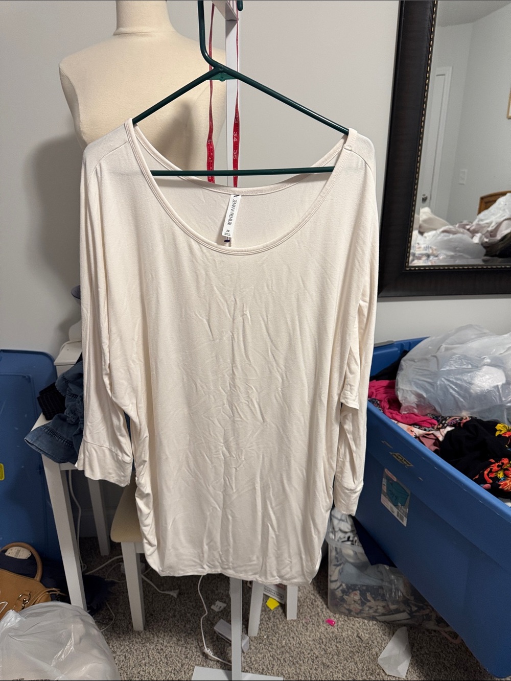Zenana Outfitters Cream Scoop Neck Long Sleeve Tunic